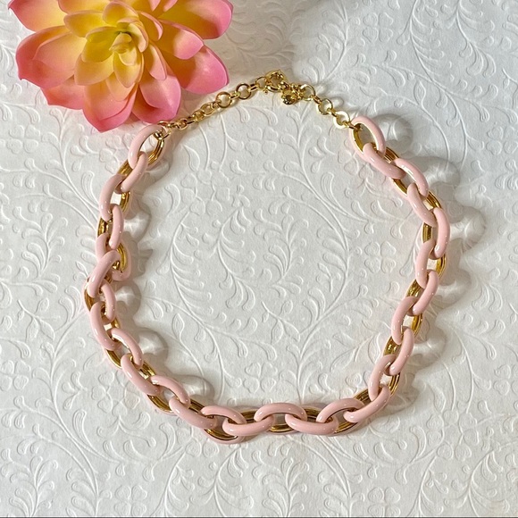 J. Crew Jewelry - J. Crew Pink Enamel Oval Link Necklace